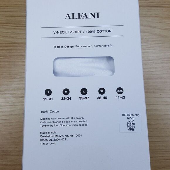 ALFANI Shirt Mens Large Solid White 4-Pack V-Neck T-Shirt 100% Cotton Tagless - Picture 3 of 5
